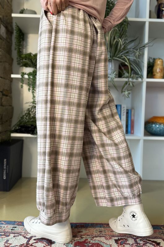 Patrick Plaid Brushed Cotton Demi Bloom Pant Mocha Blush